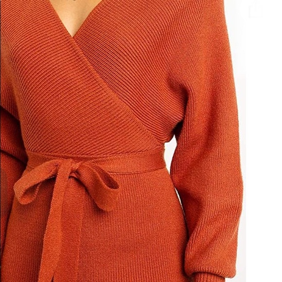 Women’s v-neck wrap midi dress - Picture 4 of 5